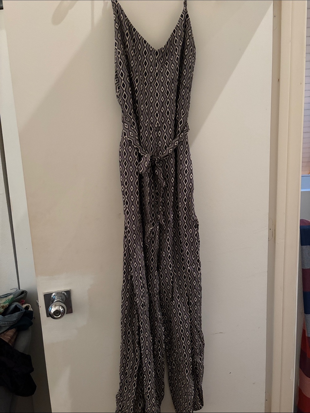 Sanctuary Black and White Geometric Maxi jumpsuit size M